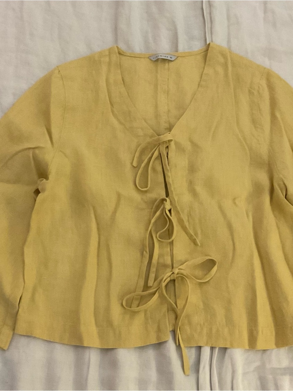 Linenfox Marina Butter Yellow Tie-Front Linen Blouse